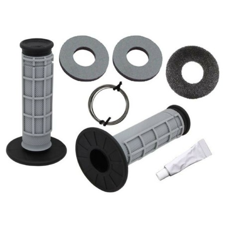 KIT POIGNEES RACING GRIPS PSYCHIC GRIS/NOIR AVEC DONUTS ET COLLE