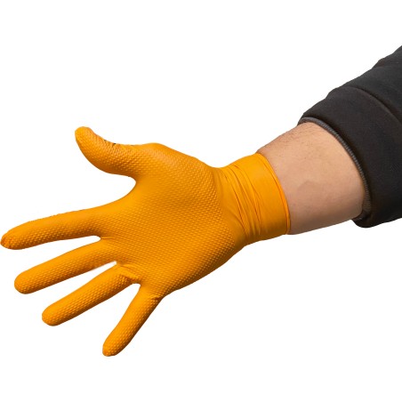 Boite de 50 Gants nitrile orange non poudré Taille : XL