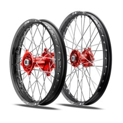PAIRE DE ROUES TALON/TALON GASGAS 21/25 MOYEU ROUGE CERCLE NOIR 21X160/19X2.15