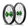 PAIRE DE ROUES TALON/TALON MOYEU VERT CERCLE NOIR KXF 2019/2025 21X1.60/19X2.15