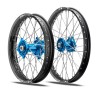 PAIRE DE ROUES TALON/TALON HUSQVARNA 15/25 MOYEU BLEU CERCLE NOIR 21X160/19X2.15